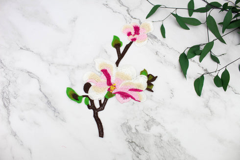 Pink and Off White Floral Applique APP00316